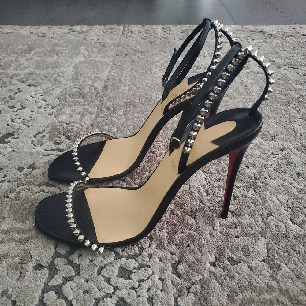 Christian Louboutin Black So Me 100 Spike Sandals Size 41 - Picture 7 of 10